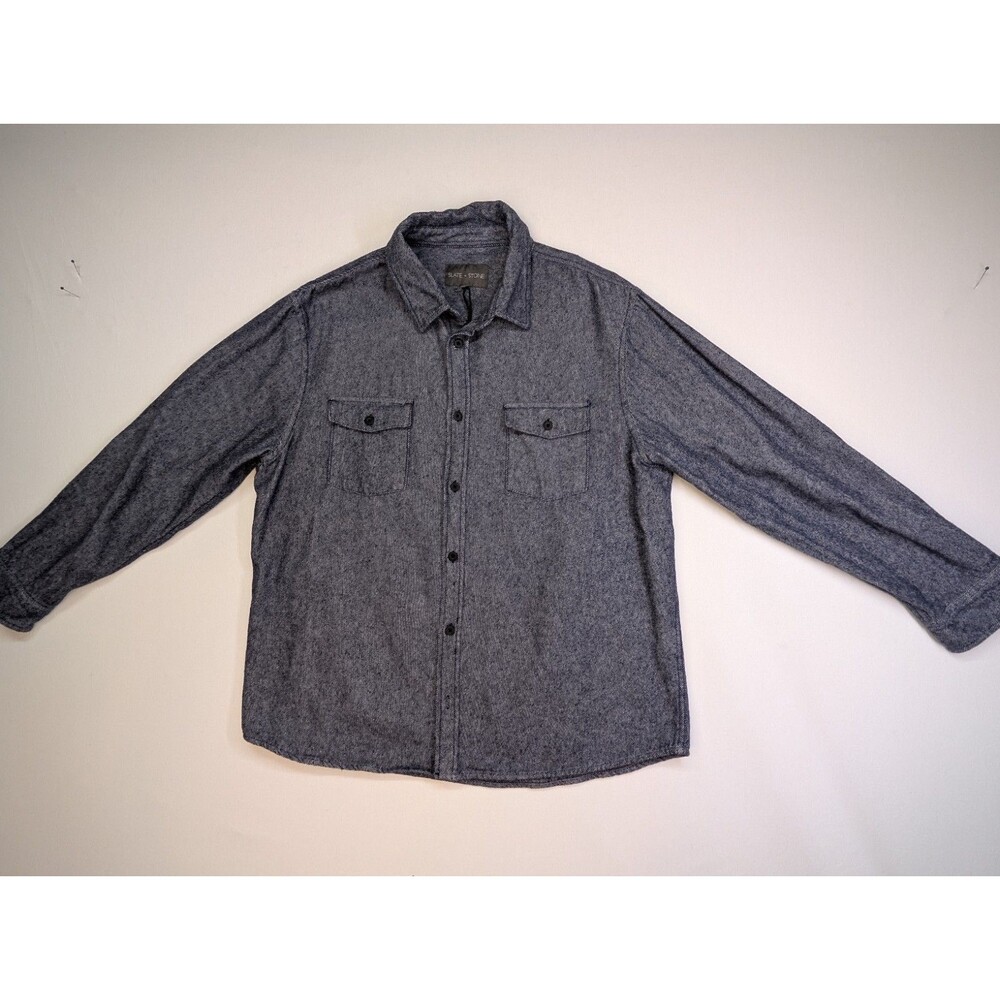 Slate & Stone Men XL Heavy Cotton Shirt Jacket Dark Blue Shacket NWOT